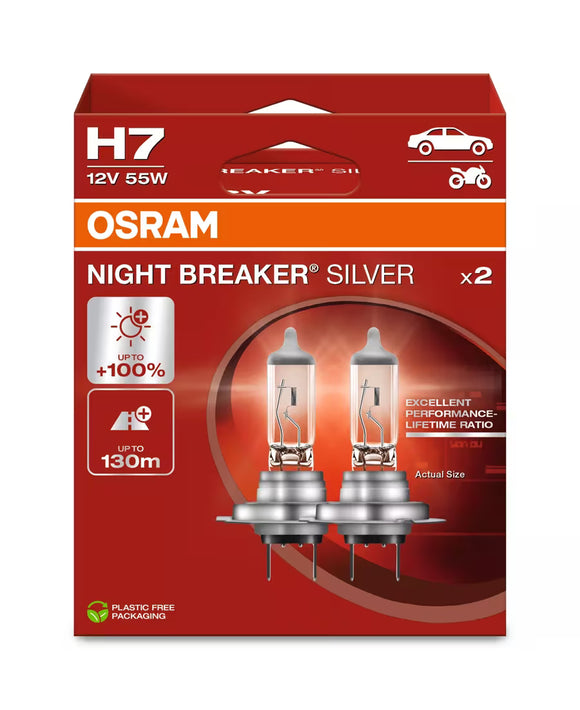 Osram night breaker Silver H7 Halogen upgrade bulbs - 64210NBS-2HB - 2 bulbs