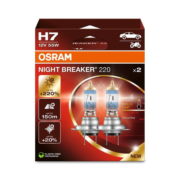 Ampoules halogènes Osram Night Breaker 220 H7 | 64210NB220-2HB | Pack duo